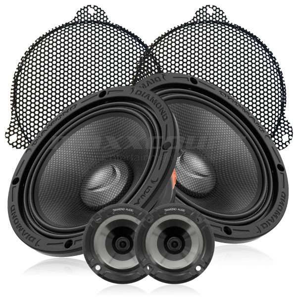 Diamond Audio MS65NEO + M075T + DHDSG 16.5" 2-Wege Kompo-Lautsprecher 300W, 4 Ohm, passend für Harley-Davidson® Street Glide™ ab 2014