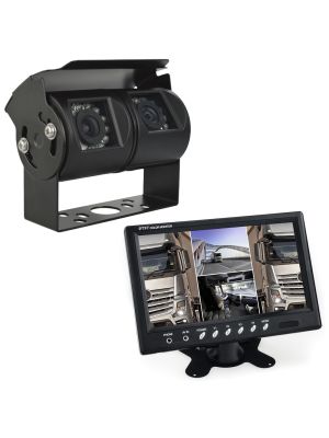 Set: Twin Rückfahrkamera, schwarz + Stand-Alone Monitor 22,9cm (9 Zoll), Quadscreen