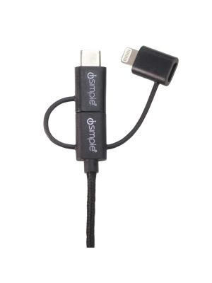 iSimple IS9406BK 3in1 uLinx Ladekabel USB Typ C / microUSB / Lightning > USB, 1m, schwarz