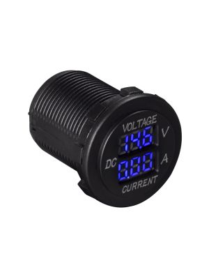 Metra IBR93 Amperemeter / Voltmeter 6-30V, Blaue LEDs, 2-zeilig (∅ 28,5mm)