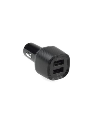 USB Dual-Zigarettenadapter QC 3.0 + 2,4A USB für 12/24V, schwarz carbon
