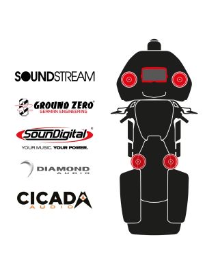 maxxcount BIKE SoundKit 2F2TP/MSR/RG14+ mit/ohne SoundStream Radio passend für Harley-Davidson® Road Glide™ ab 2014