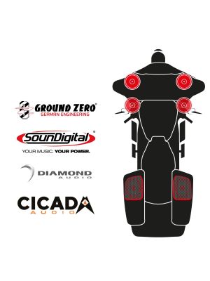maxxcount BIKE SoundKit 4F2RCK/OEM/SG14+ passend für Harley-Davidson® Street Glide™ ab 2014 mit Werksradio