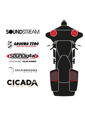 maxxcount BIKE SoundKit 2F2RCK/OEM/SG14+ passend für Harley-Davidson® Street Glide™ ab 2014 mit Werksradio