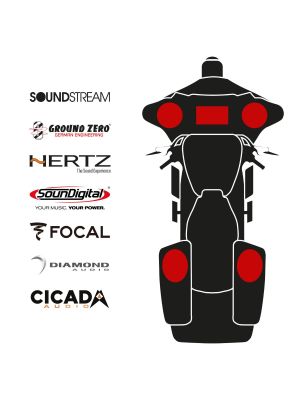 maxxcount BIKE SoundKit 2F2RCK/MSR/SG14+ mit/ohne SoundStream Radio passend für Harley-Davidson® Street Glide™ ab 2014