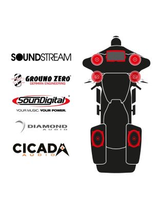 maxxcount BIKE SoundKit 4F2RLA/MSR/CVOSG14+ mit/ohne SoundStream Radio passend für Harley-Davidson® CVO™ Street Glide™ / andere 5x7