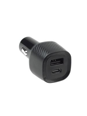 USB Dual-Zigarettenadapter PD + QC 3.0 für 12/24V, schwarz carbon