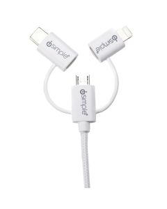 iSimple IS9406WH 3in1 uLinx Ladekabel USB Typ C / microUSB / Lightning &gt; USB, 1m, weiß