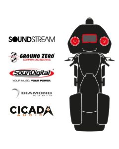 maxxcount BIKE SoundKit 2F/MSR/RG14+ mit/ohne SoundStream Radio passend für Harley-Davidson® Road Glide™ ab 2014