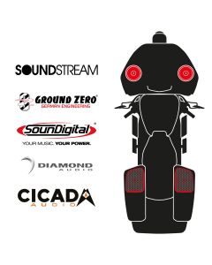 maxxcount BIKE SoundKit 2F2RCK/OEM/RG14+ OEM passend für Harley-Davidson® Road Glide™ ab 2014