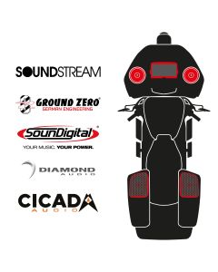 maxxcount BIKE SoundKit 2F2RCK/MSR/RG14+ mit/ohne SoundStream Radio passend für Harley-Davidson® Road Glide™ ab 2014