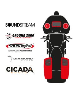 maxxcount BIKE SoundKit 2F2RRL/MSR/RG14+ mit/ohne SoundStream Radio passend für Harley-Davidson® Road Glide™ ab 2014