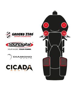 maxxcount BIKE SoundKit 4F2RCK/OEM/RG14+ passend für Harley-Davidson® Road Glide™ ab 2014 mit Werksradio