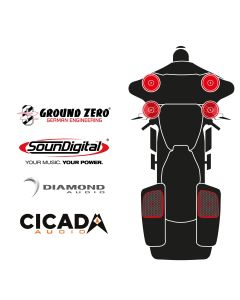 maxxcount BIKE SoundKit 4F2RCK/OEM/SG14+ passend für Harley-Davidson® Street Glide™ ab 2014 mit Werksradio