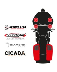maxxcount BIKE SoundKit 4F2RRL/OEM/RG14+ OEM passend für Harley-Davidson® Road Glide™ ab 2014 mit Werksradio