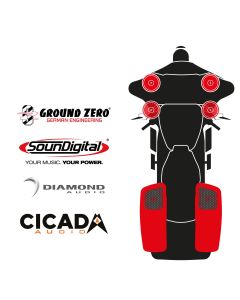 maxxcount BIKE SoundKit 4F2RRL/OEM/SG14+ OEM passend für Harley-Davidson® Street Glide™ ab 2014 mit Werksradio