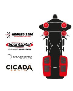 maxxcount BIKE SoundKit 4F4RRL/OEM/SG14+ mit/ohne SoundStream Radio passend für Harley-Davidson® Street Glide™ ab 2014