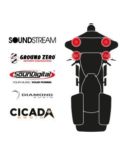 maxxcount BIKE SoundKit 4F/OEM/SG14+ passend für Harley-Davidson® Street Glide™ ab 2014 mit Werksradio