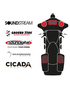 maxxcount BIKE SoundKit 2F2RCK/MSR/SG14+ mit/ohne SoundStream Radio passend für Harley-Davidson® Street Glide™ ab 2014