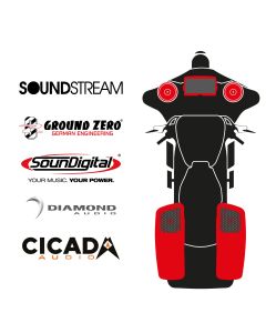 maxxcount BIKE SoundKit 2F2RRL/MSR/SG14+ mit/ohne SoundStream Radio passend für Harley-Davidson® Street Glide™ ab 2014