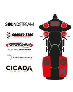maxxcount BIKE SoundKit 4F2R8RLSUB/MSR/SG14+ mit/ohne SoundStream Radio passend für Harley-Davidson® Street Glide™ ab 2014
