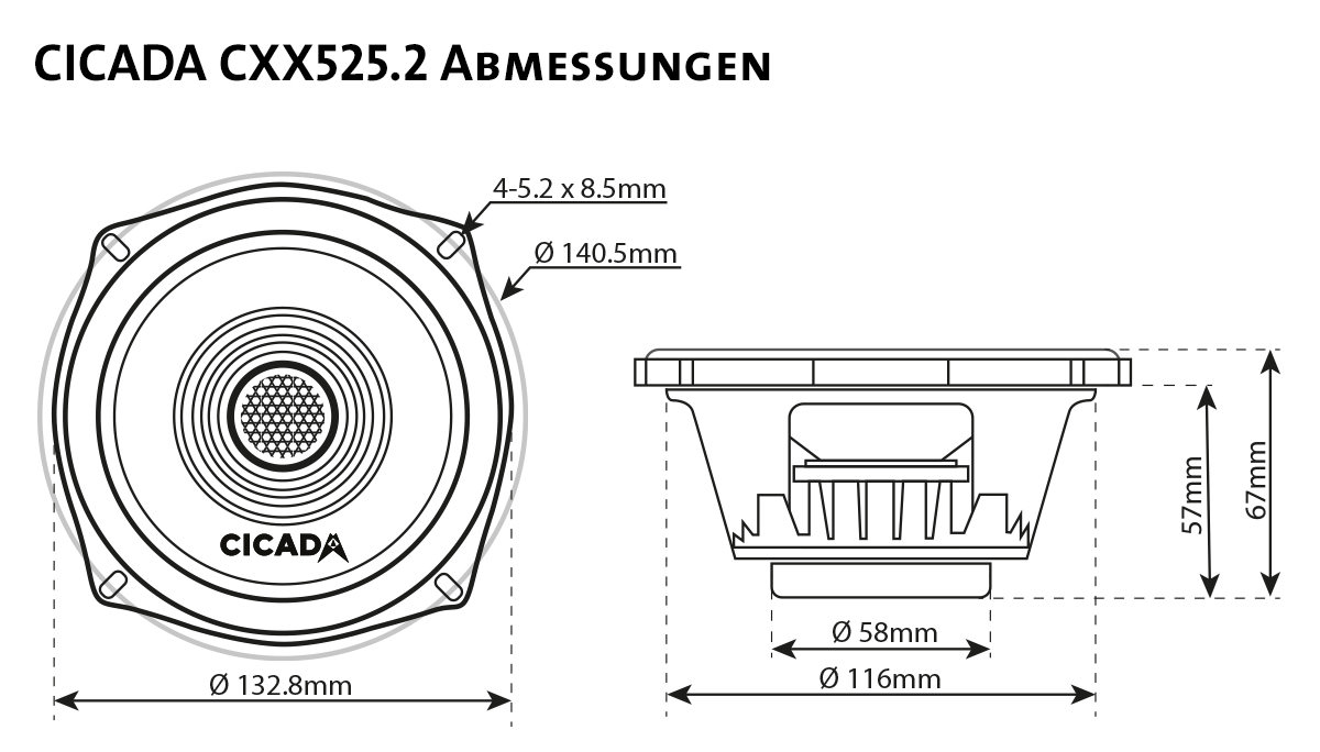 Cicada CXX525.2 Lautpsrecher-Abmessungen